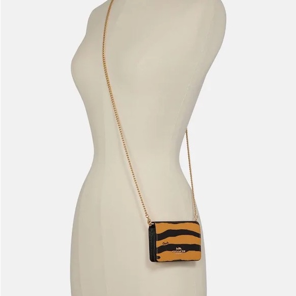 COACH | Mini Wallet On A Chain With Tiger Print - Picture 3 of 5